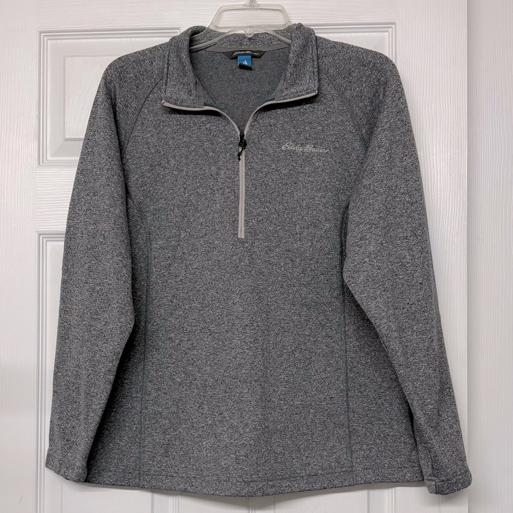 Eddie Bauer First Ascent 1/4 Zip Fleece Lined Pullover Top Heathered Gray Sz XL